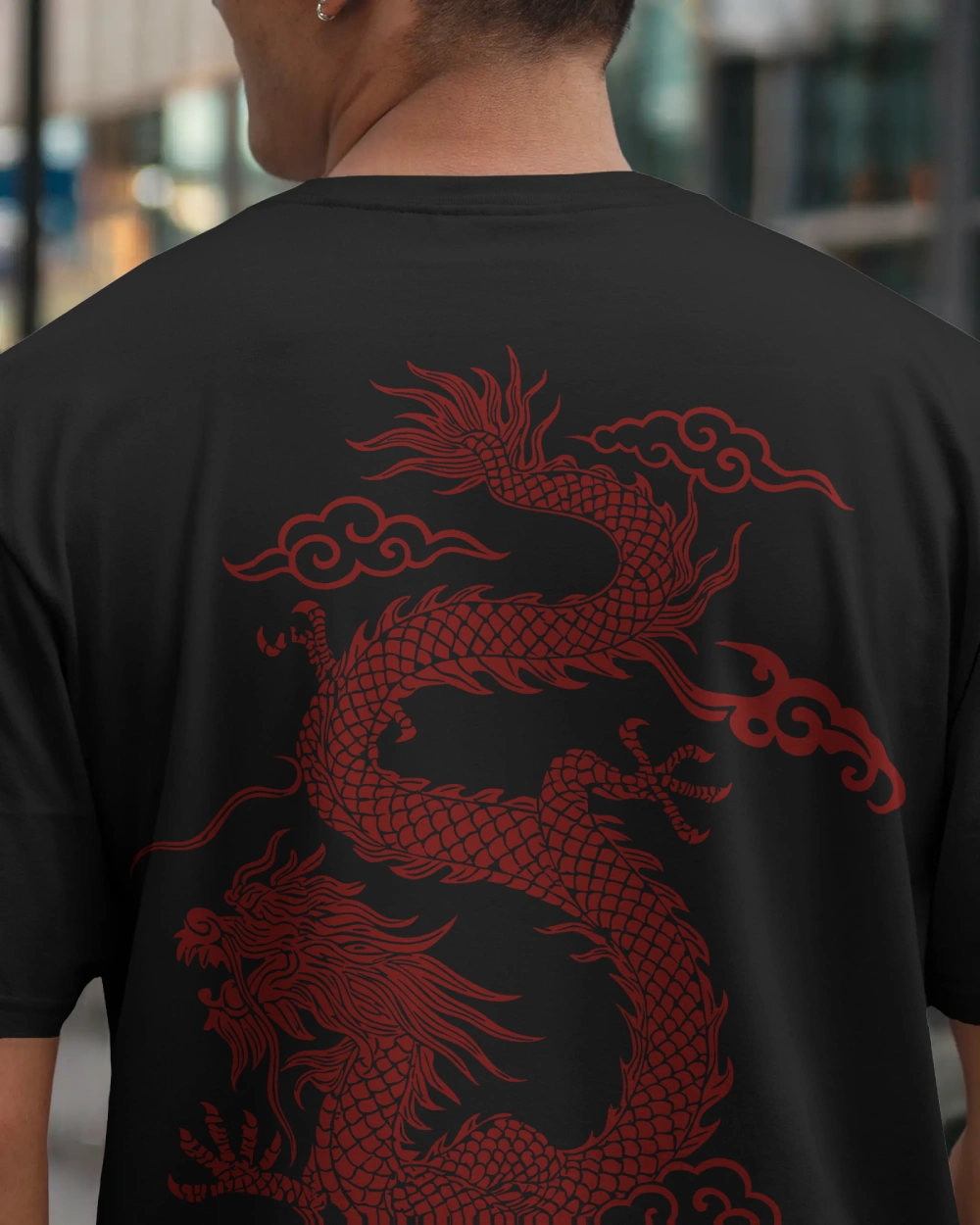 Unique Red Dragon – Oversized Urban Warrior T-Shirt