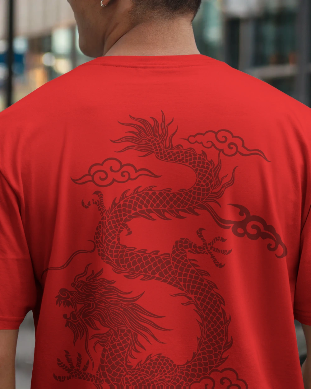 Unique Red Dragon – Oversized Urban Warrior T-Shirt