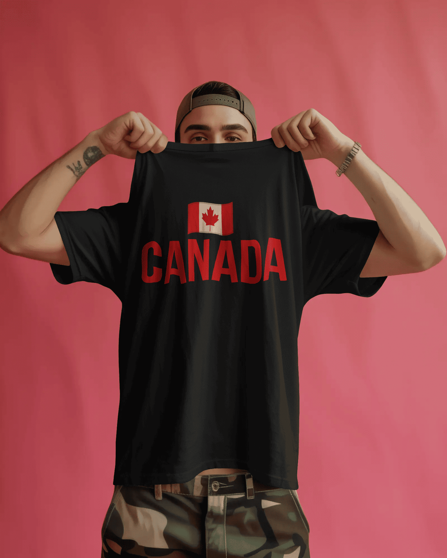 BYCADS Canada Flag Oversized T-Shirt – Travel Graphic Printed Cotton Blend tshirt