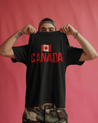 BYCADS Canada Flag Oversized T-Shirt – Travel Graphic Printed Cotton Blend tshirt
