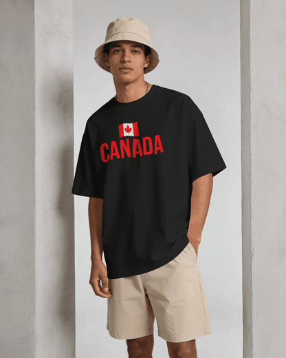 BYCADS Canada Flag Oversized T-Shirt – Travel Graphic Printed Cotton Blend tshirt