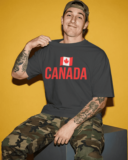 BYCADS Canada Flag Oversized T-Shirt – Travel Graphic Printed Cotton Blend tshirt