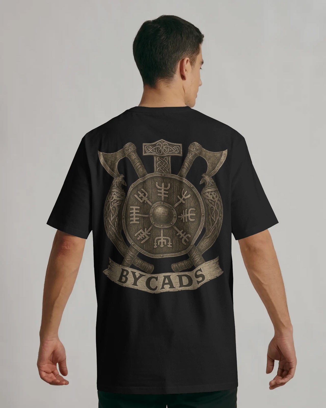 Viking Rune Shield Oversized T-Shirt – Nordic Warrior Series by Bycads