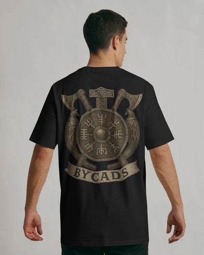 Viking Rune Shield Oversized T-Shirt – Nordic Warrior Series by Bycads
