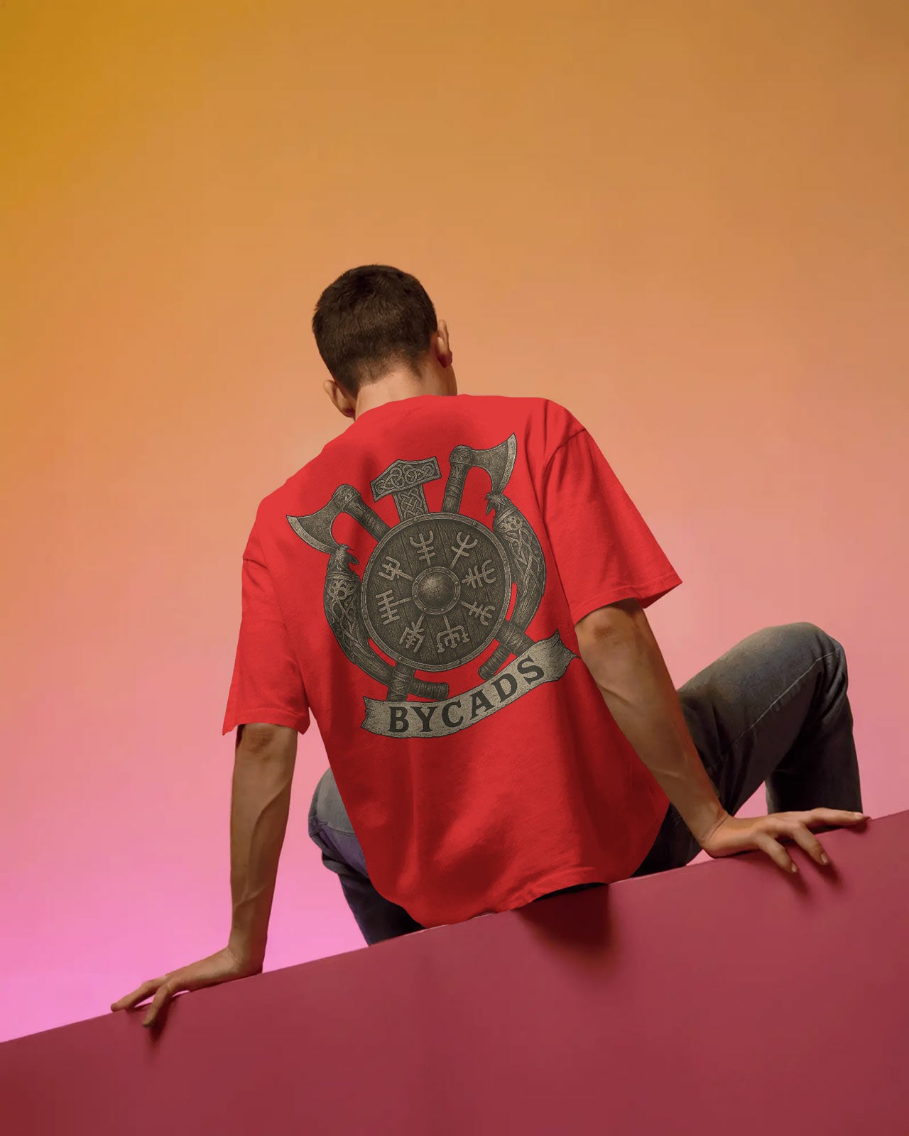 Viking Rune Shield Oversized T-Shirt – Nordic Warrior Series by Bycads