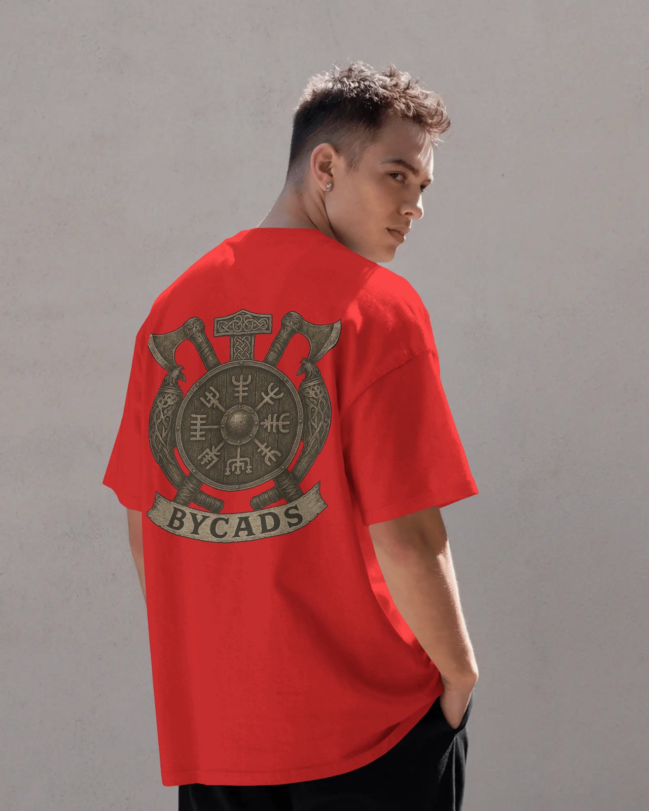 Viking Rune Shield Oversized T-Shirt – Nordic Warrior Series by Bycads