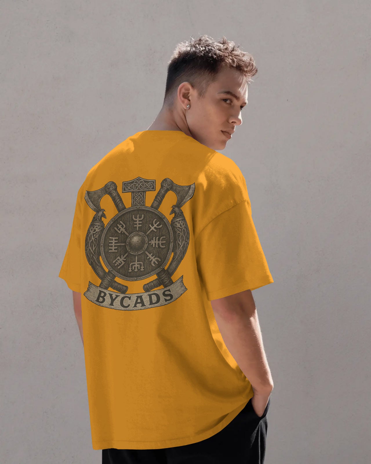 Viking Rune Shield Oversized T-Shirt – Nordic Warrior Series by Bycads