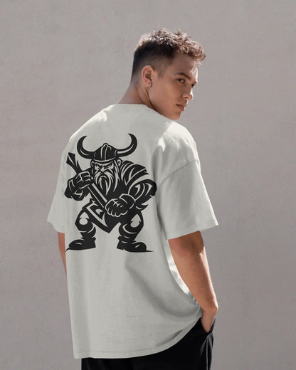 Viking Warrior Oversized T-Shirt for Men – Fierce Axe Fighter Graphic by Bycads