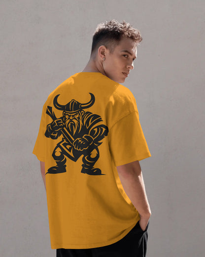 Viking Warrior Oversized T-Shirt for Men – Fierce Axe Fighter Graphic by Bycads