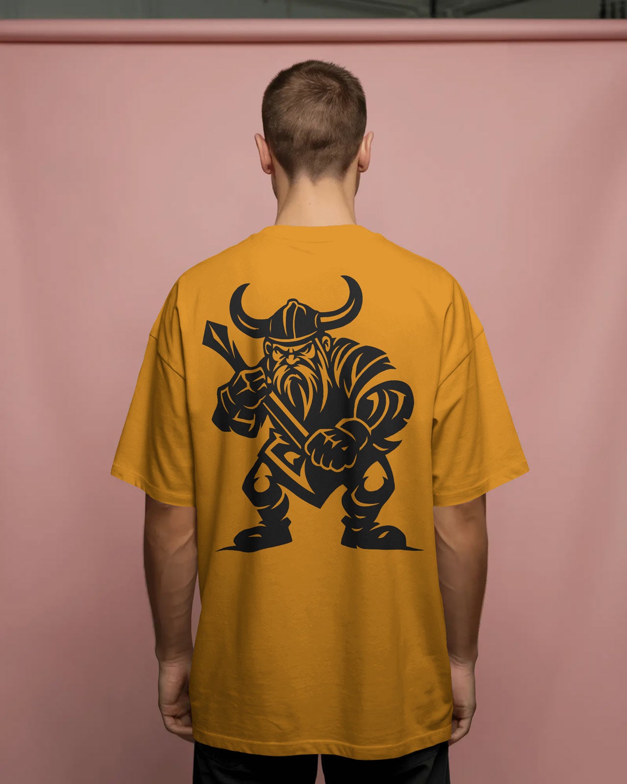 Viking Warrior Oversized T-Shirt for Men – Fierce Axe Fighter Graphic by Bycads