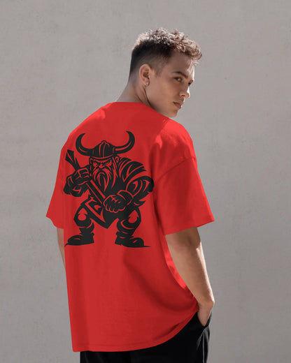 Viking Warrior Oversized T-Shirt for Men – Fierce Axe Fighter Graphic by Bycads