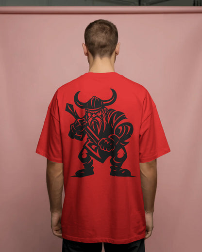 Viking Warrior Oversized T-Shirt for Men – Fierce Axe Fighter Graphic by Bycads