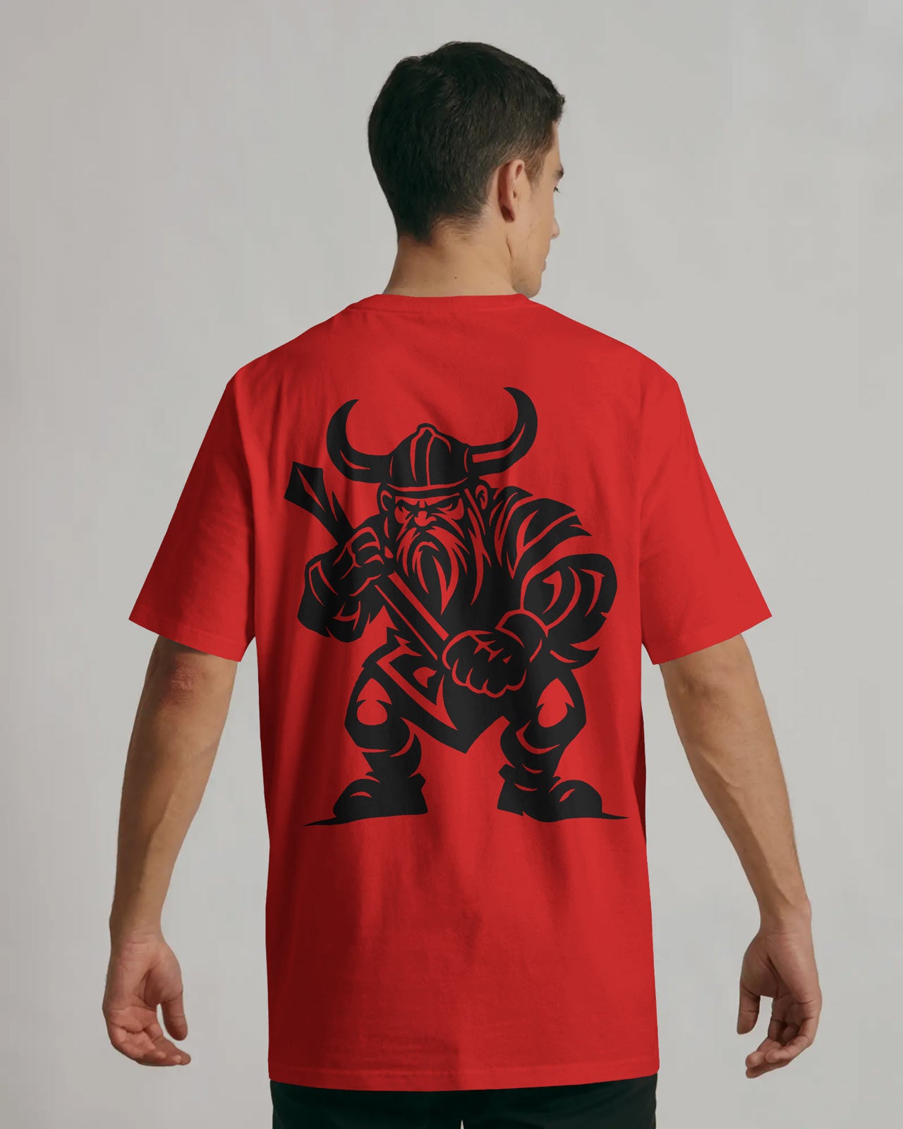 Viking Warrior Oversized T-Shirt for Men – Fierce Axe Fighter Graphic by Bycads