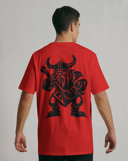 Viking Warrior Oversized T-Shirt for Men – Fierce Axe Fighter Graphic by Bycads