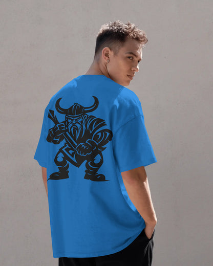 Viking Warrior Oversized T-Shirt for Men – Fierce Axe Fighter Graphic by Bycads