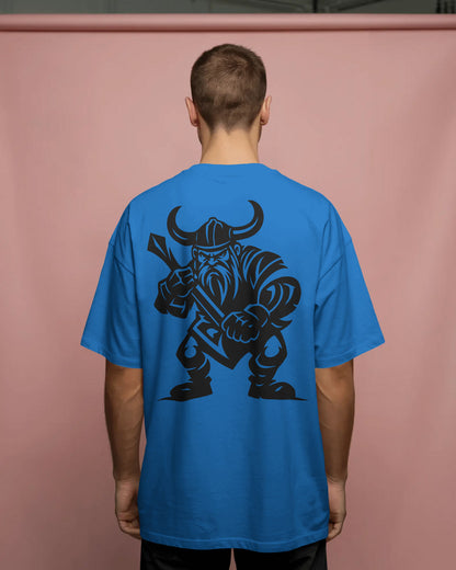 Viking Warrior Oversized T-Shirt for Men – Fierce Axe Fighter Graphic by Bycads