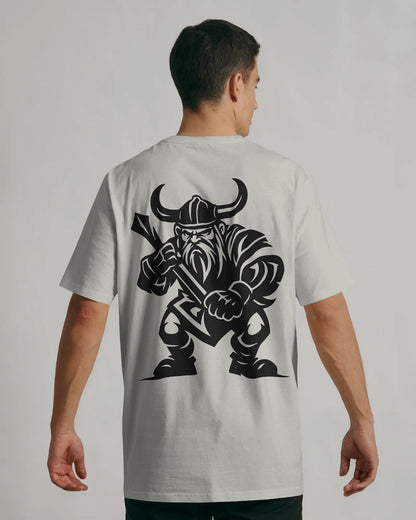 Viking Warrior Oversized T-Shirt for Men – Fierce Axe Fighter Graphic by Bycads