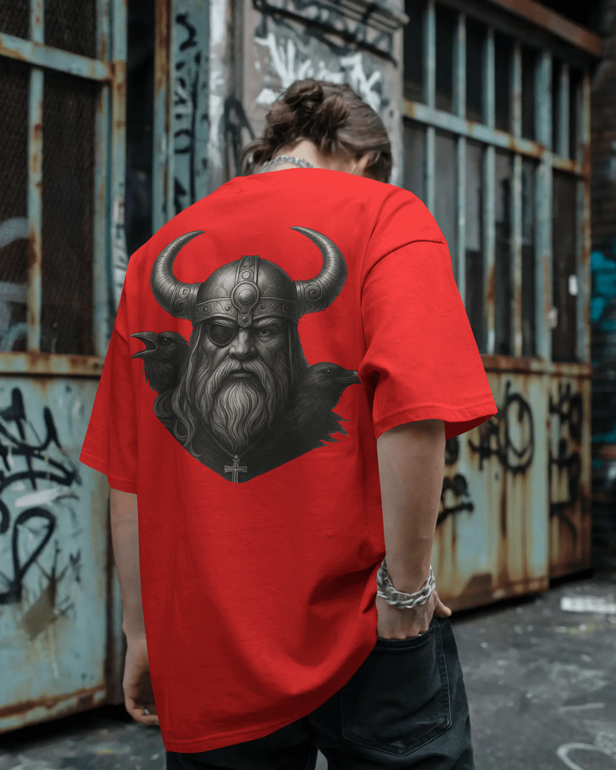 Viking Warrior Oversized T-Shirt for Men – Norse Streetwear by Bycads
