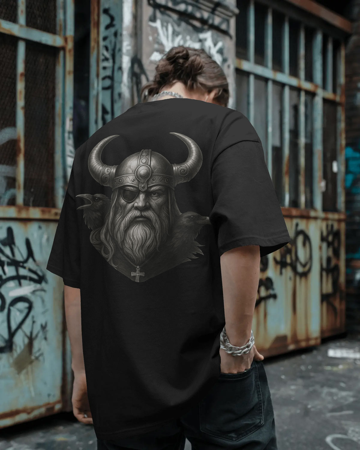 Viking Warrior Oversized T-Shirt for Men – Norse Streetwear by Bycads