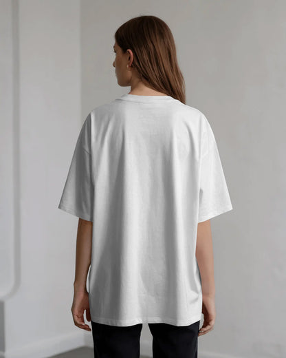Women’s Oversized Blend Cotton Graphic T-Shirt – White | Relaxed Fit Casual Tee