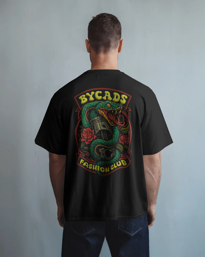 BYCADS Snake & Piston Graphic Printed Unisex Oversized T-Shirt | Drop Shoulder Relaxed Fit Streetwear t-shirt
