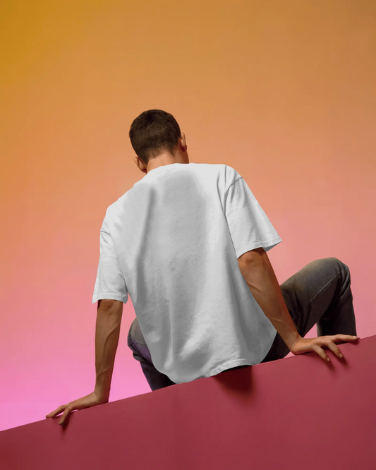 CHAOS Minimal Neon Outline Oversized T-Shirt cotton blend - BYCADS