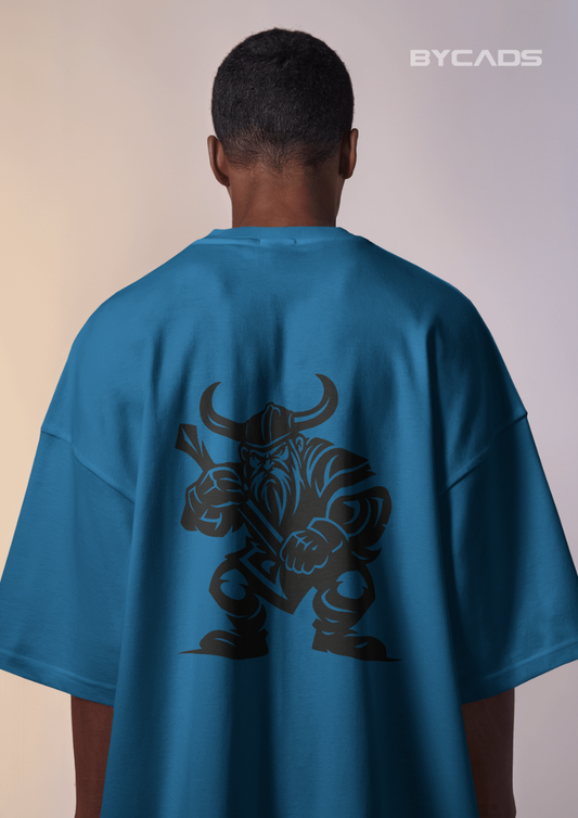 Viking Warrior Oversized T-Shirt for Men – Fierce Axe Fighter Graphic by Bycads