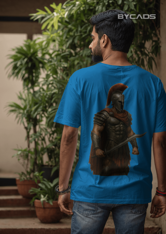 Iron Spartan Oversized T-Shirt for Men – Ancient Warrior Helmet Graphic by Bycads