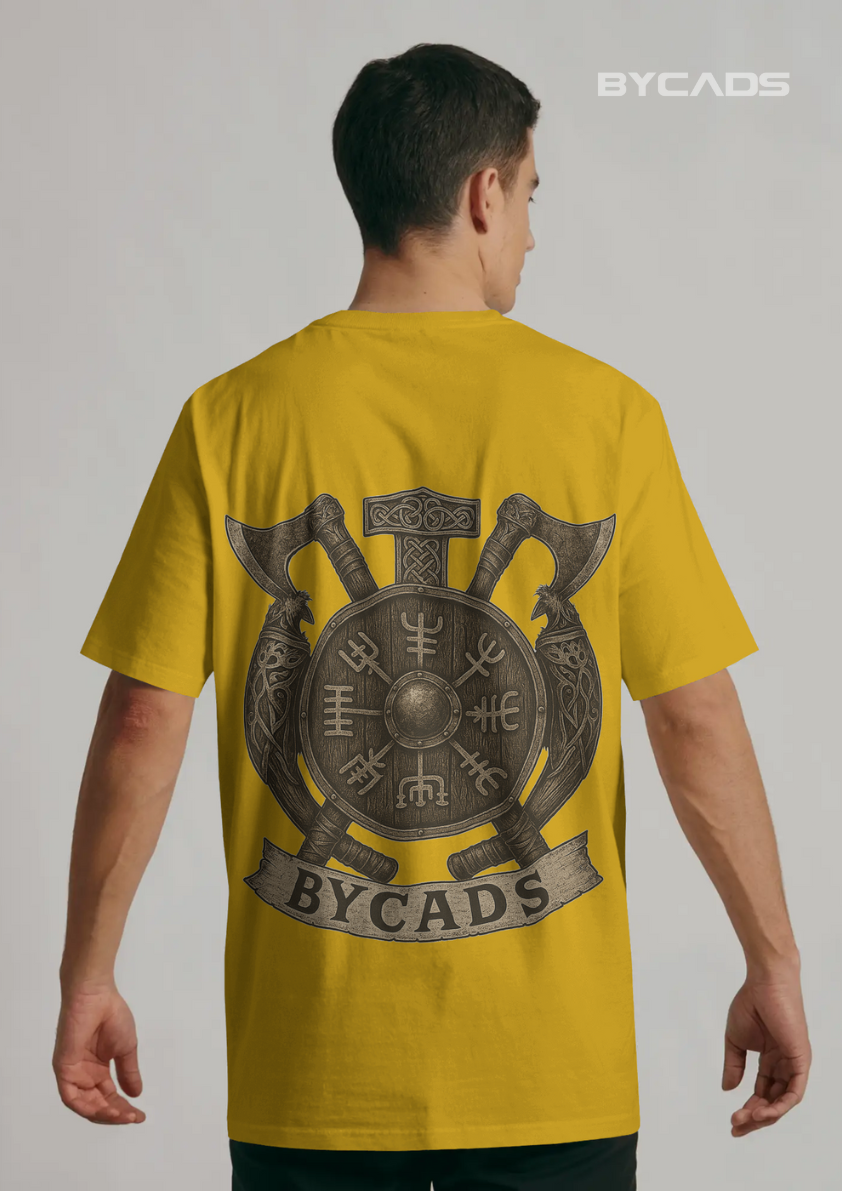 Viking Rune Shield Oversized T-Shirt – Nordic Warrior Series by Bycads