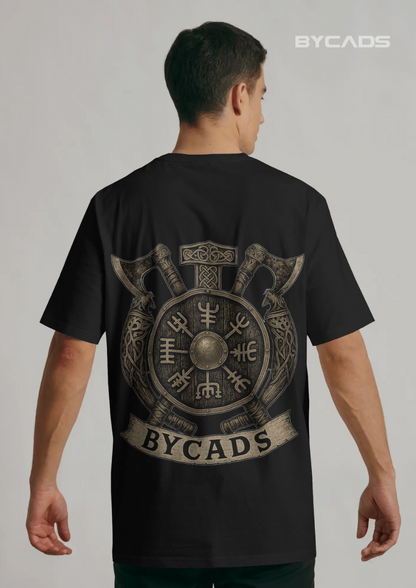 Viking Rune Shield Oversized T-Shirt – Nordic Warrior Series by Bycads