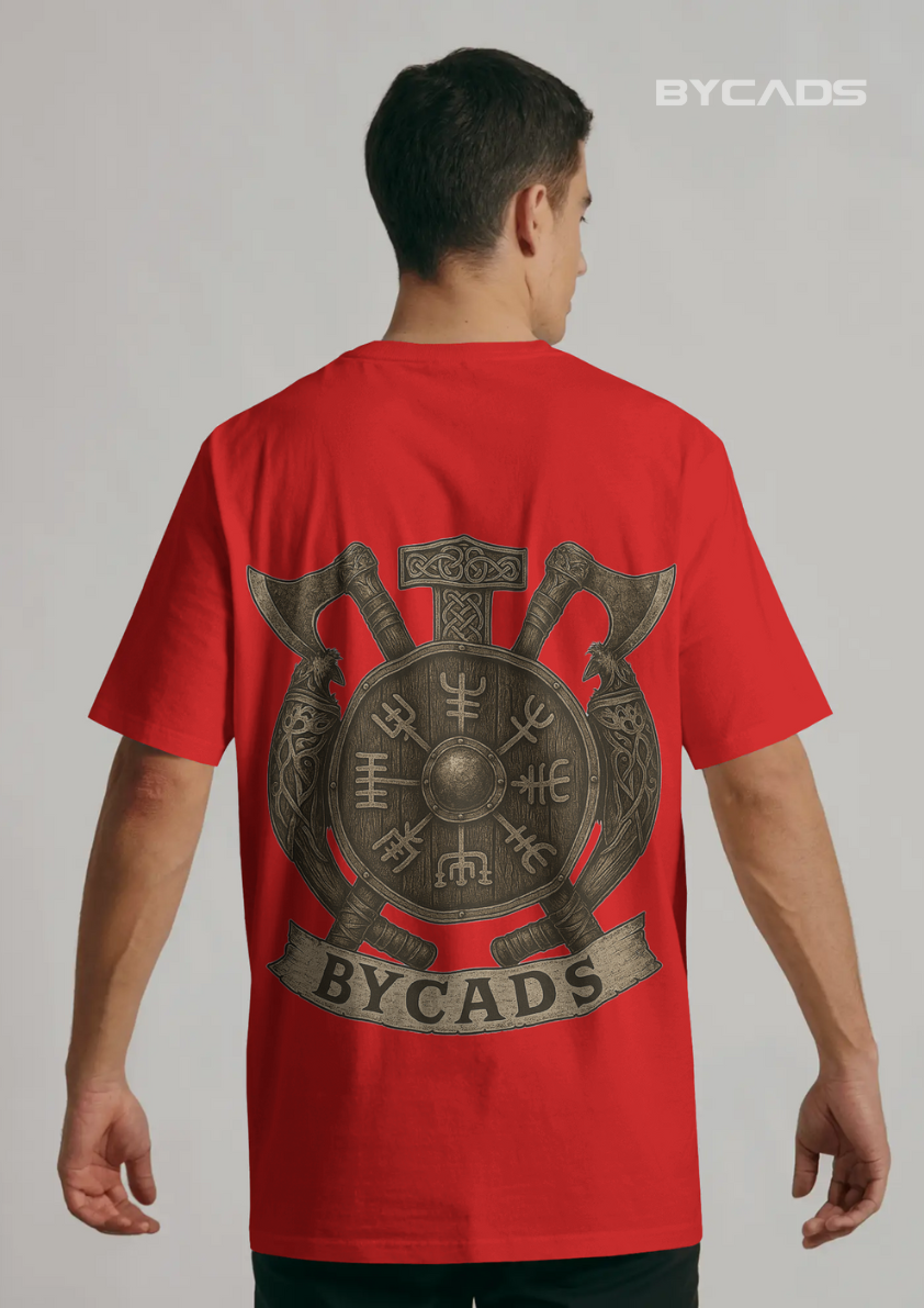 Viking Rune Shield Oversized T-Shirt – Nordic Warrior Series by Bycads