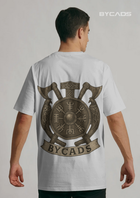 Viking Rune Shield Oversized T-Shirt – Nordic Warrior Series by Bycads