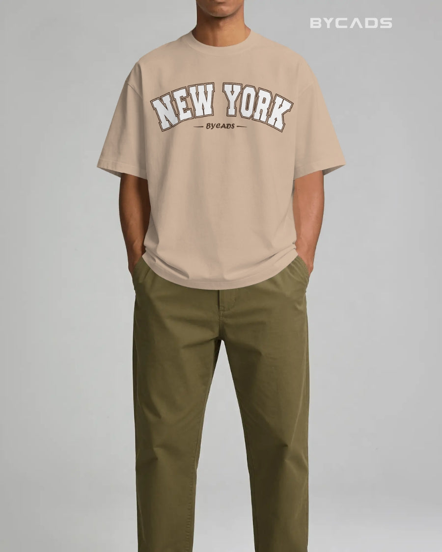 BYCADS New York Oversized T-Shirt for Unisex | Cotton Blend Drop Shoulder Relaxed Fit  | Casual Streetwear Unisex Oversized T-Shirt