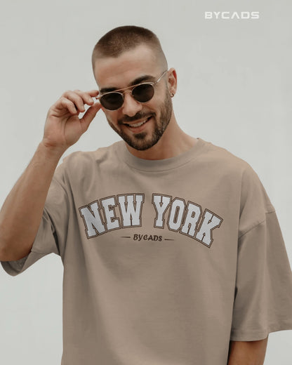 BYCADS New York Oversized T-Shirt for Unisex | Cotton Blend Drop Shoulder Relaxed Fit  | Casual Streetwear Unisex Oversized T-Shirt