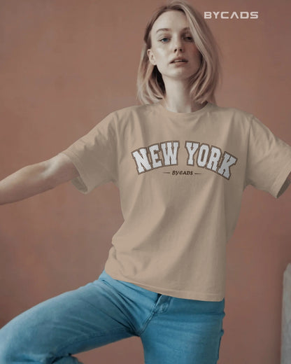BYCADS New York Oversized T-Shirt for Unisex | Cotton Blend Drop Shoulder Relaxed Fit  | Casual Streetwear Unisex Oversized T-Shirt