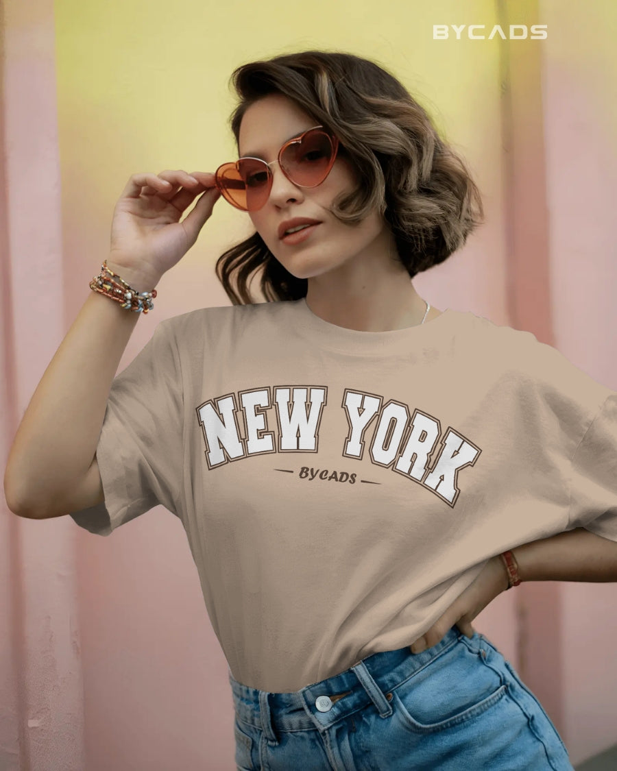 BYCADS New York Oversized T-Shirt for Unisex | Cotton Blend Drop Shoulder Relaxed Fit  | Casual Streetwear Unisex Oversized T-Shirt