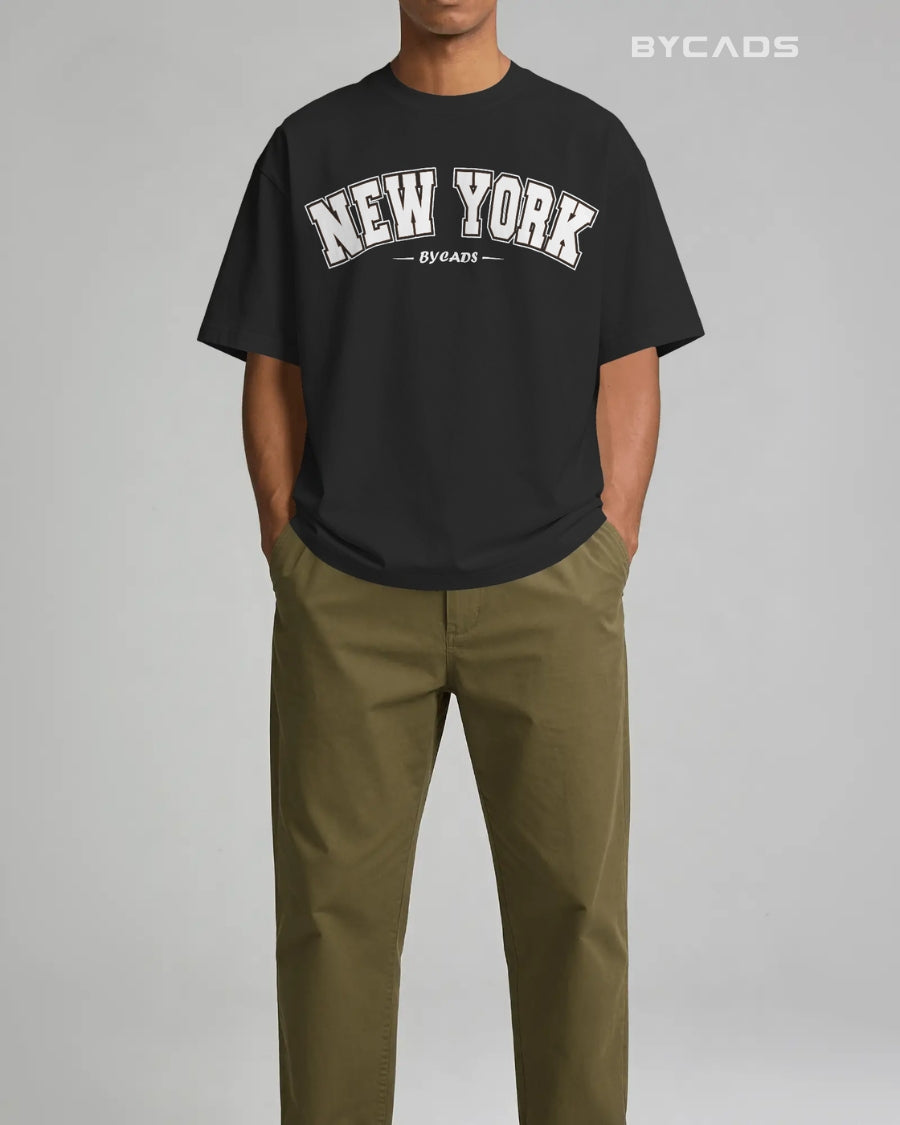 BYCADS New York Oversized T-Shirt for Unisex | Cotton Blend Drop Shoulder Relaxed Fit  | Casual Streetwear Unisex Oversized T-Shirt