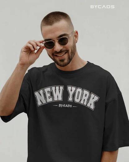 BYCADS New York Oversized T-Shirt for Unisex | Cotton Blend Drop Shoulder Relaxed Fit  | Casual Streetwear Unisex Oversized T-Shirt