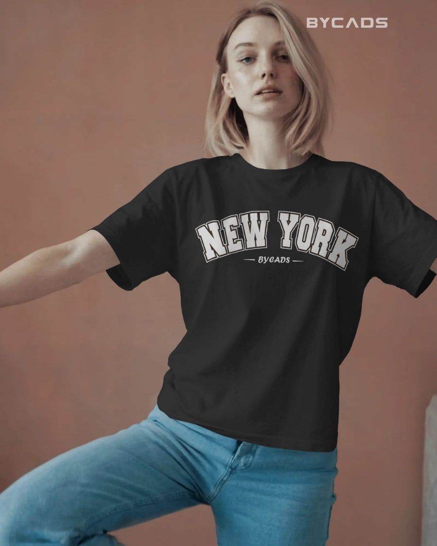 BYCADS New York Oversized T-Shirt for Unisex | Cotton Blend Drop Shoulder Relaxed Fit  | Casual Streetwear Unisex Oversized T-Shirt