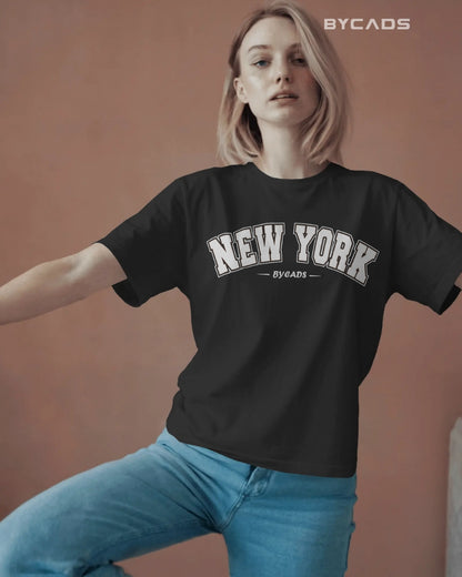 BYCADS New York Oversized T-Shirt for Unisex | Cotton Blend Drop Shoulder Relaxed Fit  | Casual Streetwear Unisex Oversized T-Shirt