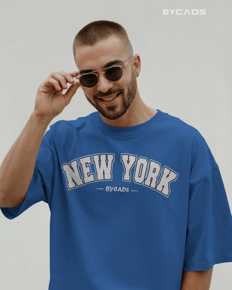 BYCADS New York Oversized T-Shirt for Unisex | Cotton Blend Drop Shoulder Relaxed Fit  | Casual Streetwear Unisex Oversized T-Shirt
