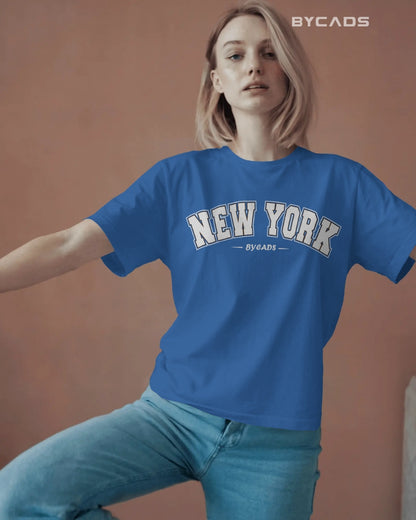 BYCADS New York Oversized T-Shirt for Unisex | Cotton Blend Drop Shoulder Relaxed Fit  | Casual Streetwear Unisex Oversized T-Shirt
