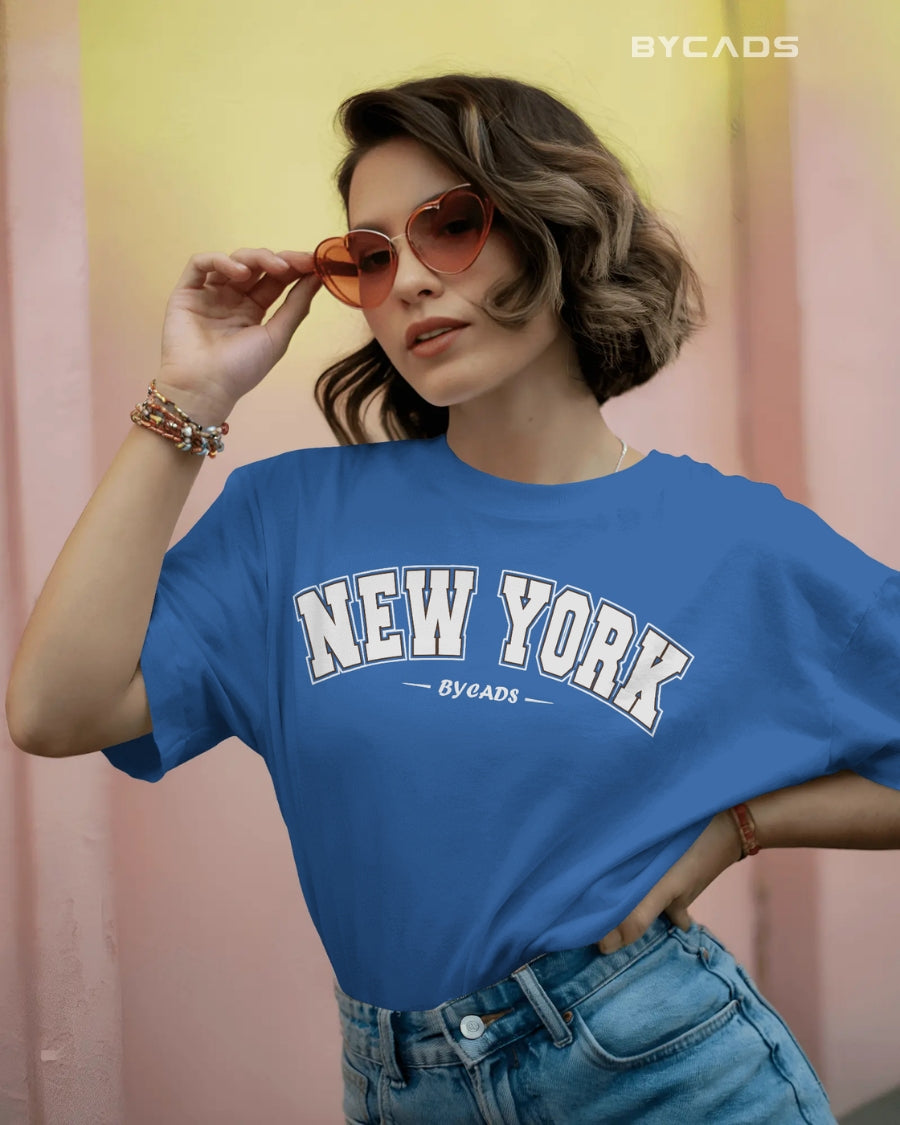 BYCADS New York Oversized T-Shirt for Unisex | Cotton Blend Drop Shoulder Relaxed Fit  | Casual Streetwear Unisex Oversized T-Shirt