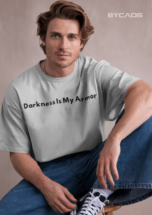 Dark Hooded Knight Oversized T-Shirt for Men – Mysterious Shadow Armor Design by Bycads