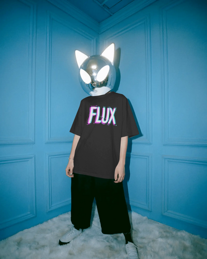 FLUX Neon Glitch Graphic Unisex Streetwear cotton blend T-Shirt - BYCADS