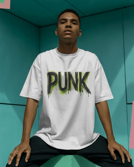 PUNK Drip Graphic Oversized Unisex T-Shirt Cotton bland - BYCADS