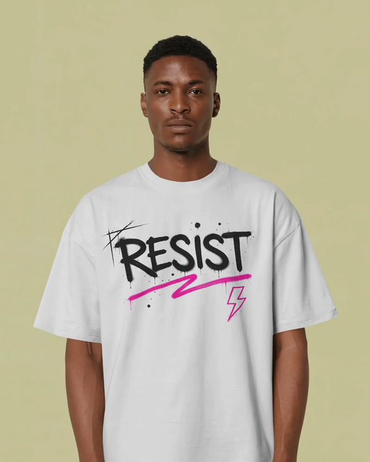 RESIST Graphic Oversized Unisex T-Shirt cotton blend - BYCADS