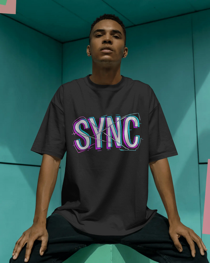 SYNC Neon Glitch Graphic Unisex Streetwear T-Shirt - Bycads
