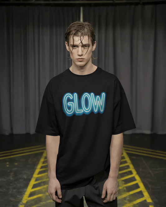 GLOW Neon Graphic Oversized Unisex T-Shirt cotton blend - BYCADS