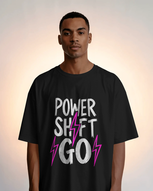 Power Shift Go Graphic Oversized Unisex T-Shirt cotton blend - BYCADS